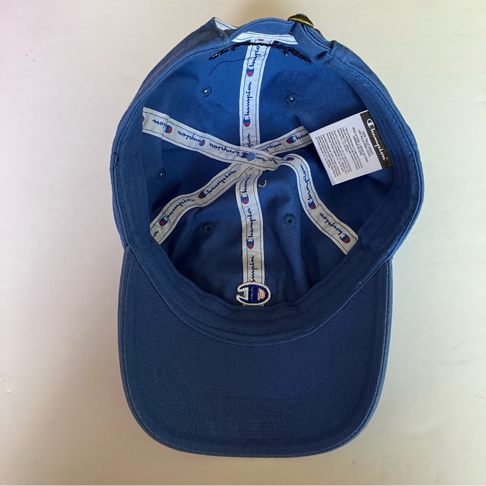 Champion Blue Baseball Hat 100% Cotton Adjustable Back Embroidered Logo Cap - Picture 7 of 10